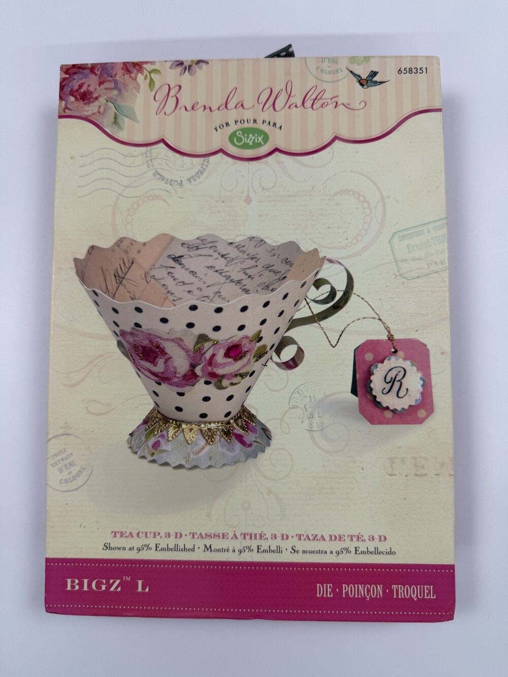 Sizzix Bigz L Die Tea Cup 3-D Brenda Walton 658351 Big Shot Cut Machine